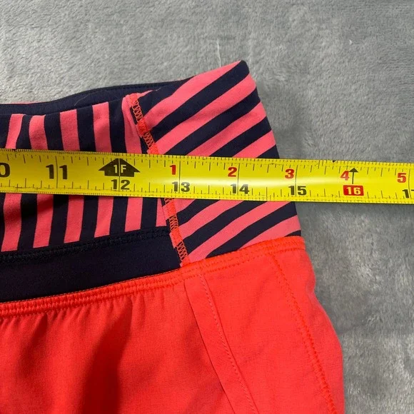 Lululemon Shorts Women's Size 6 Speed Up Coral Navy Stripe Athletic Running - Picture 2 of 6